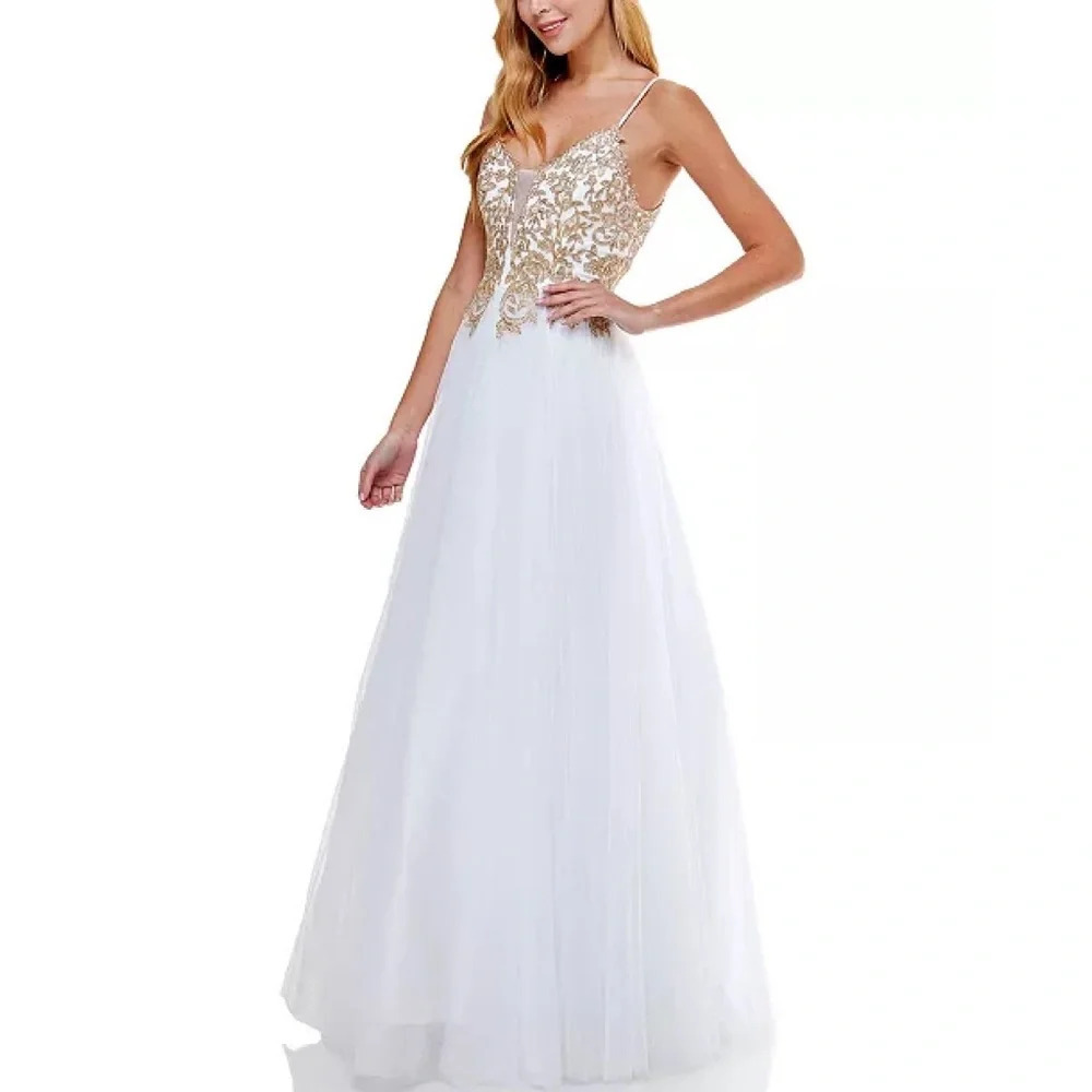 Say Yes to the Prom Embellished Open Back Gown